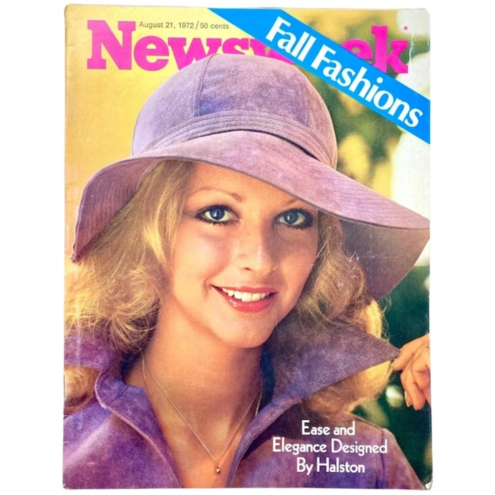 Halston Vintage | 1972 Tan Ultra Suede Bucket Hat ASO Cover of Newsweek 70s